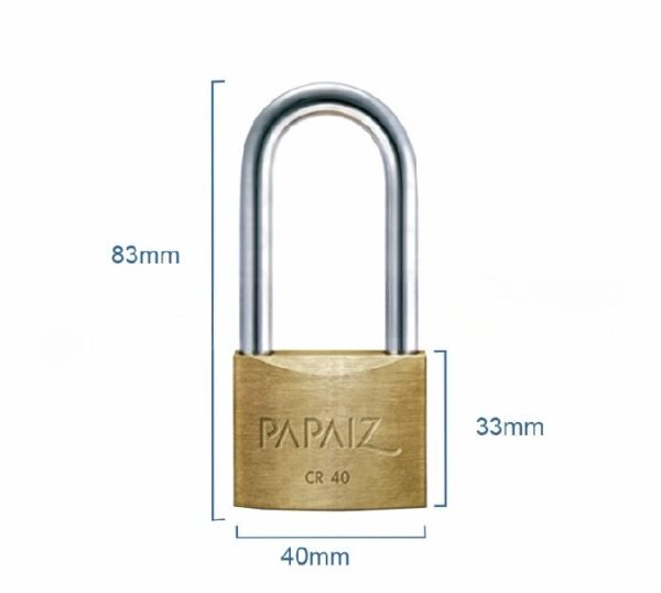 Candado Papaiz Yale Doble Traba Aro Largo 40x50mm