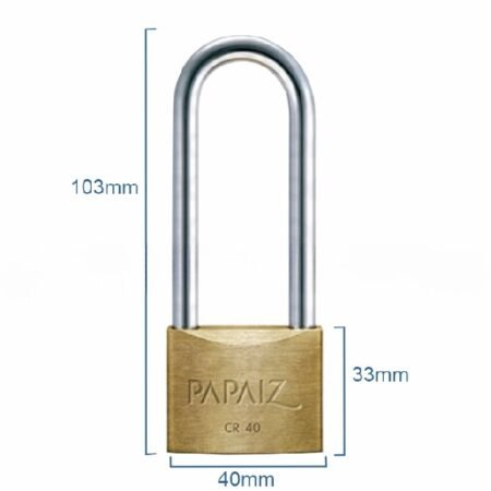 Candado Papaiz Yale Doble Traba Aro Largo 40x70mm